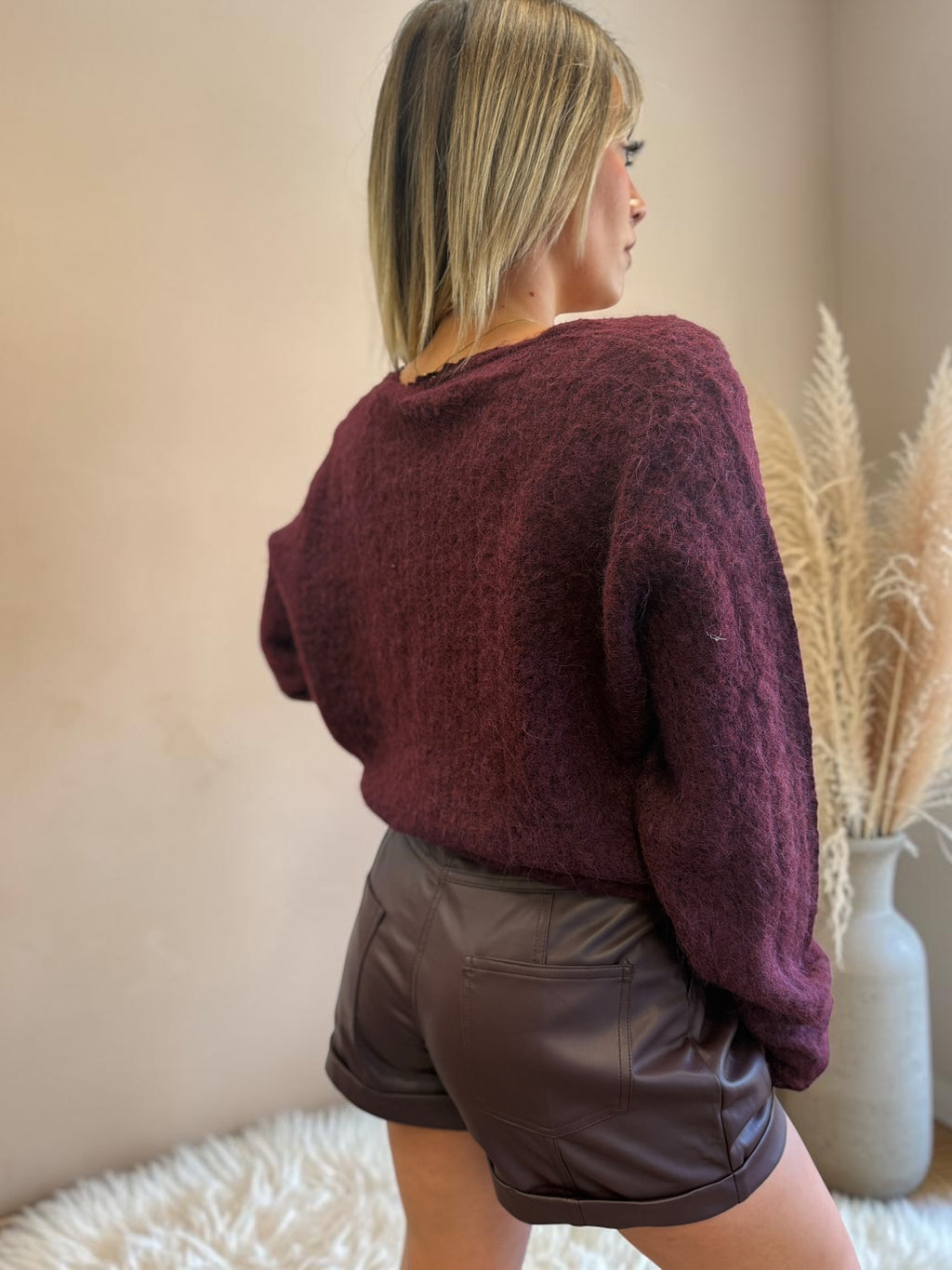 SHORT SIMILI CUIR PRUNE SABINE