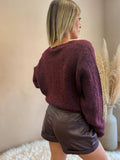 SHORT SIMILI CUIR PRUNE SABINE