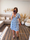 ROBE FLEURIE BLEU
