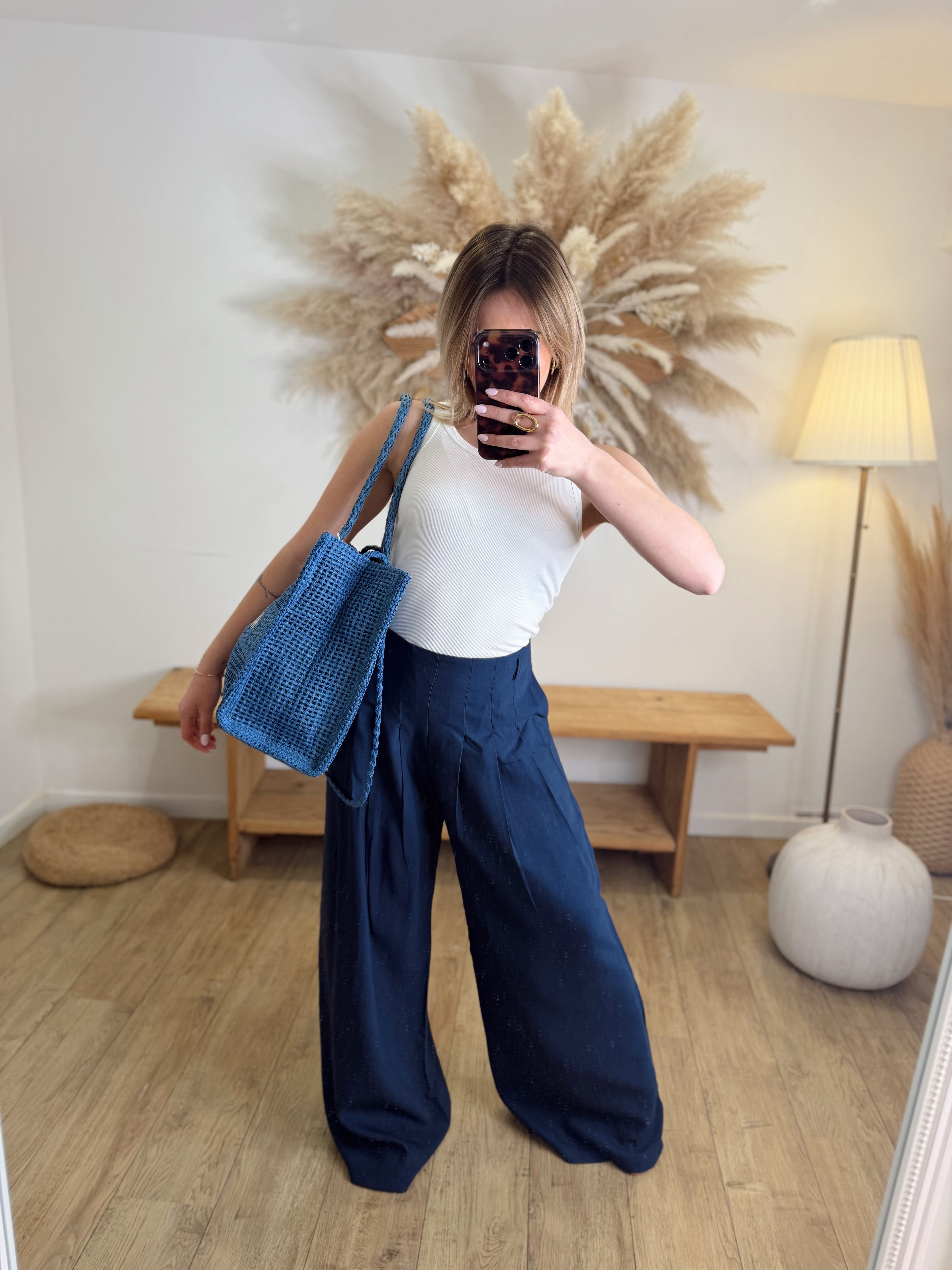 PANTALON AMPLE BLEU
