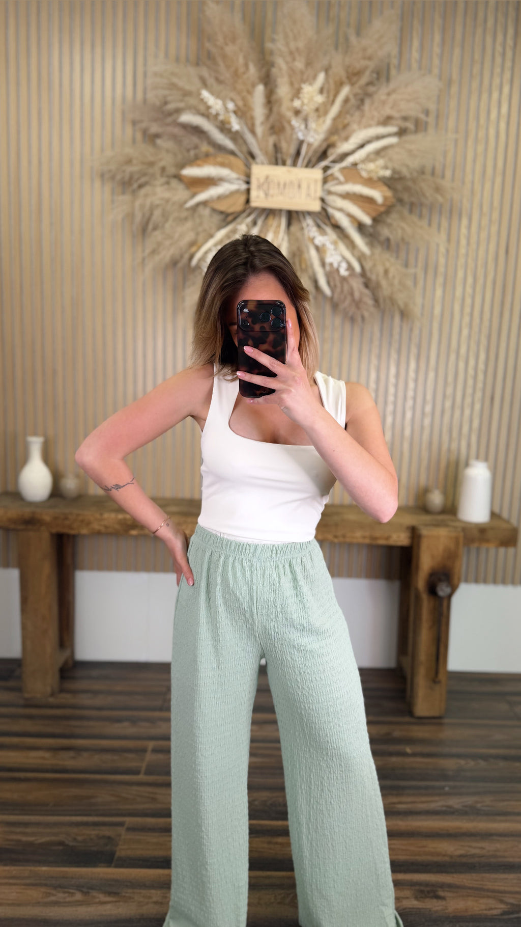 PANTALON AMPLE VERT D’EAU