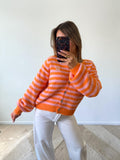 GILET RAYE ORANGE/ROSE GAELLE