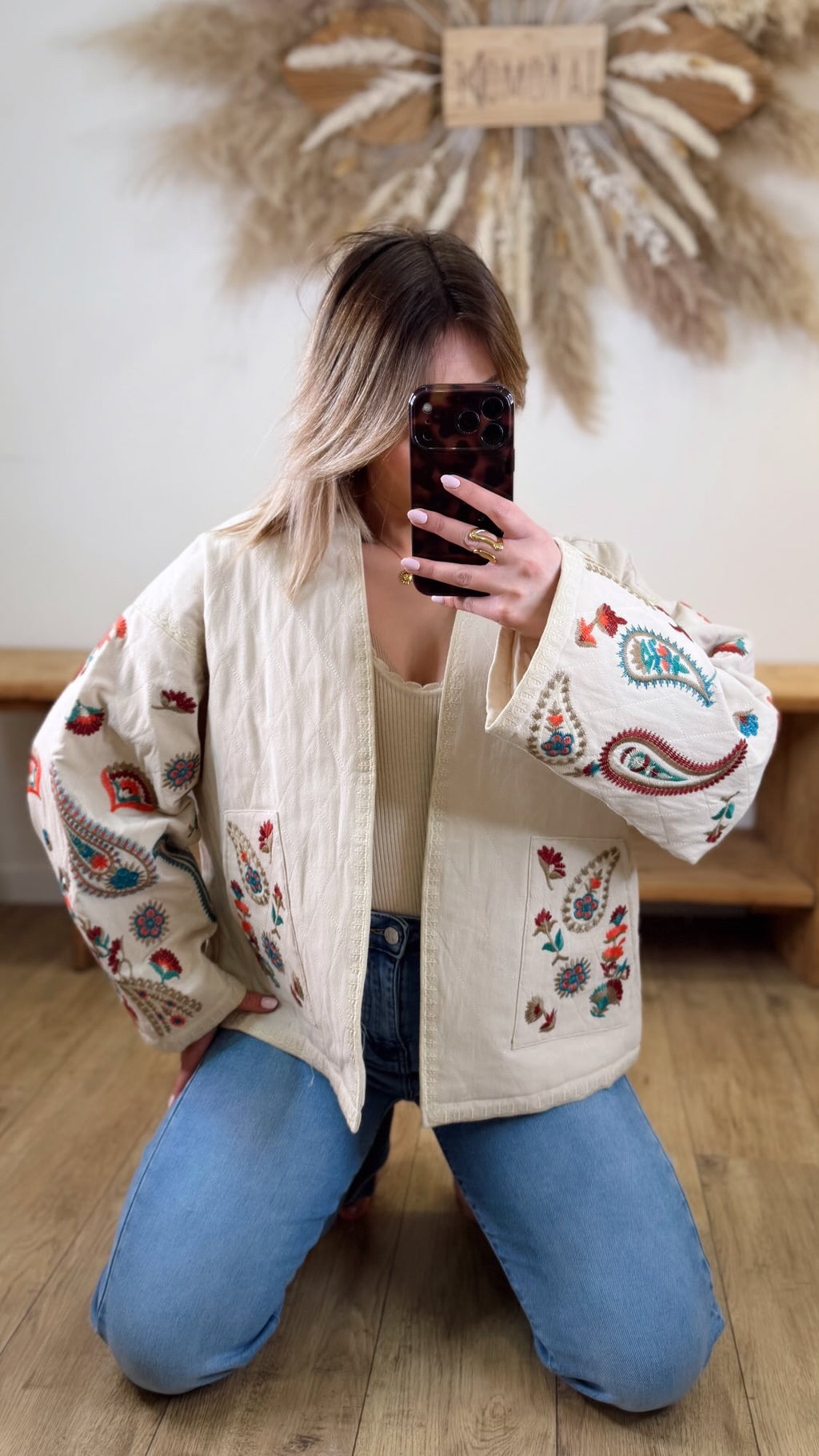 VESTE BEIGE PATCHWORK