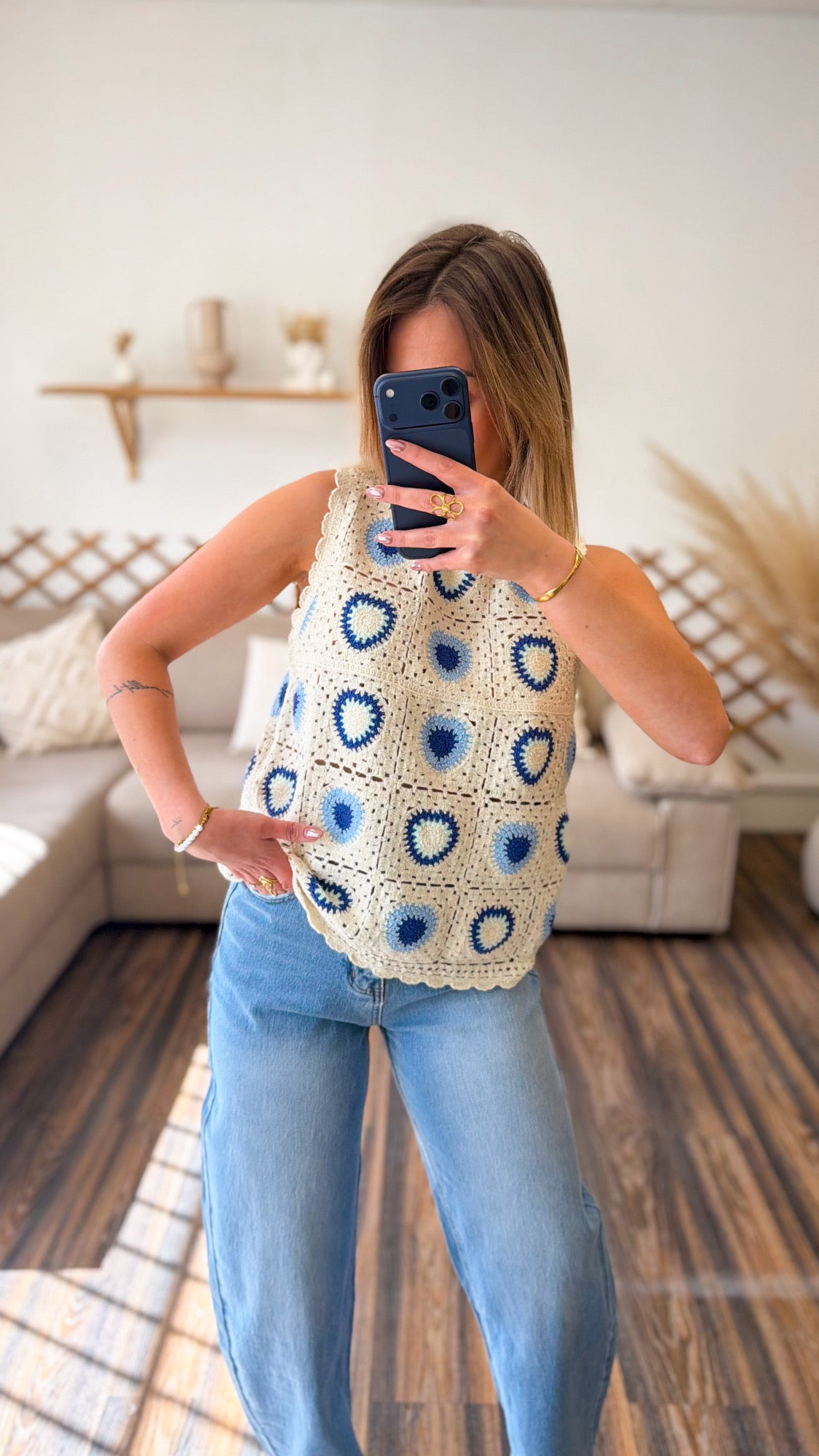 TOP EN CROCHET BLEU