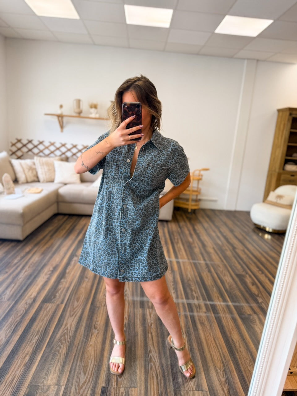 ROBE EN JEAN LÉOPARD