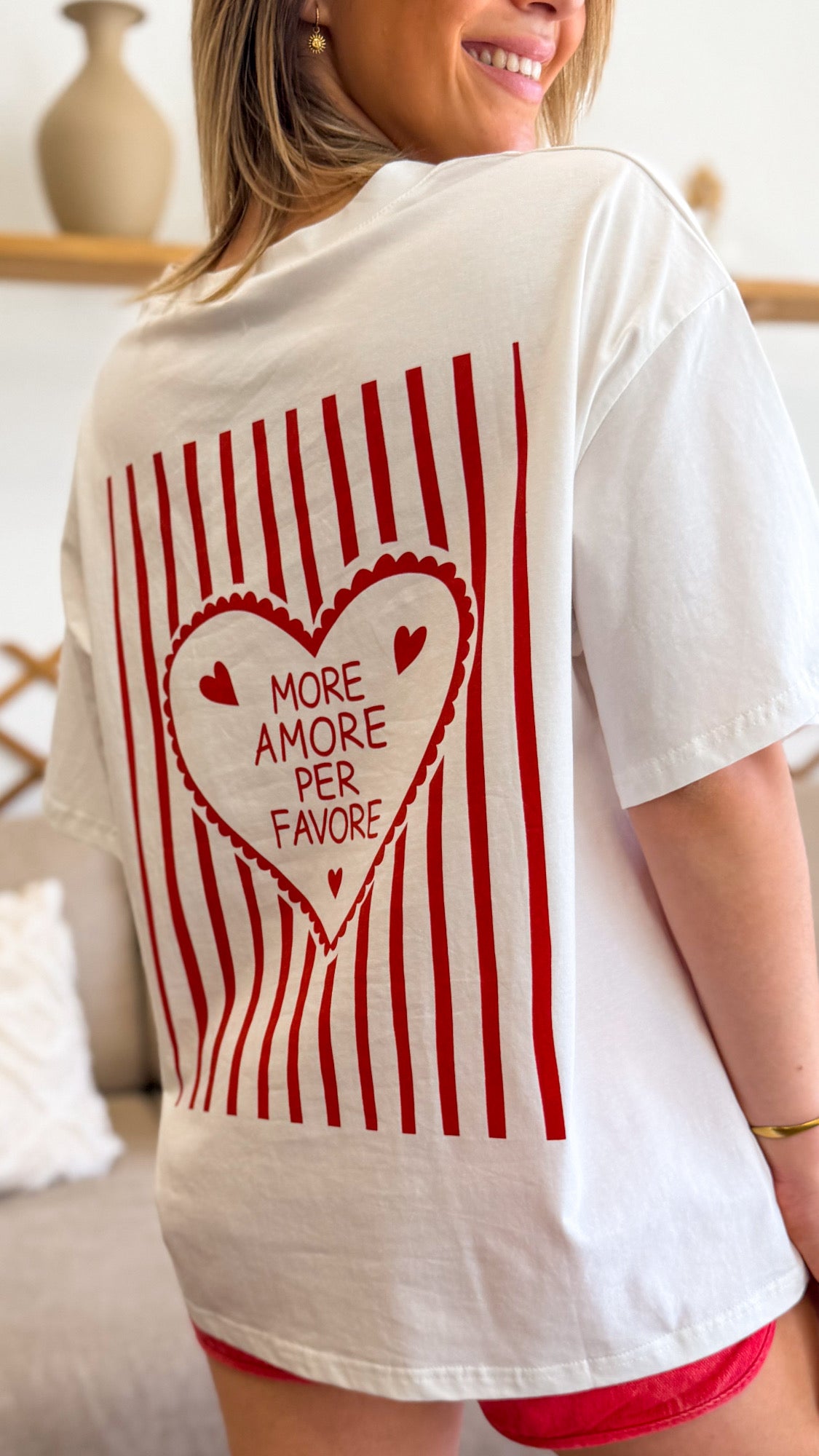 T-SHIRT BELLE TAILLE MORE AMOR POR FAVOR ROUGE
