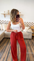 PANTALON GAZ DE COTON TERRACOTTA
