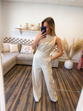 COMBINAISON BEIGE DÉTAIL DORÉ