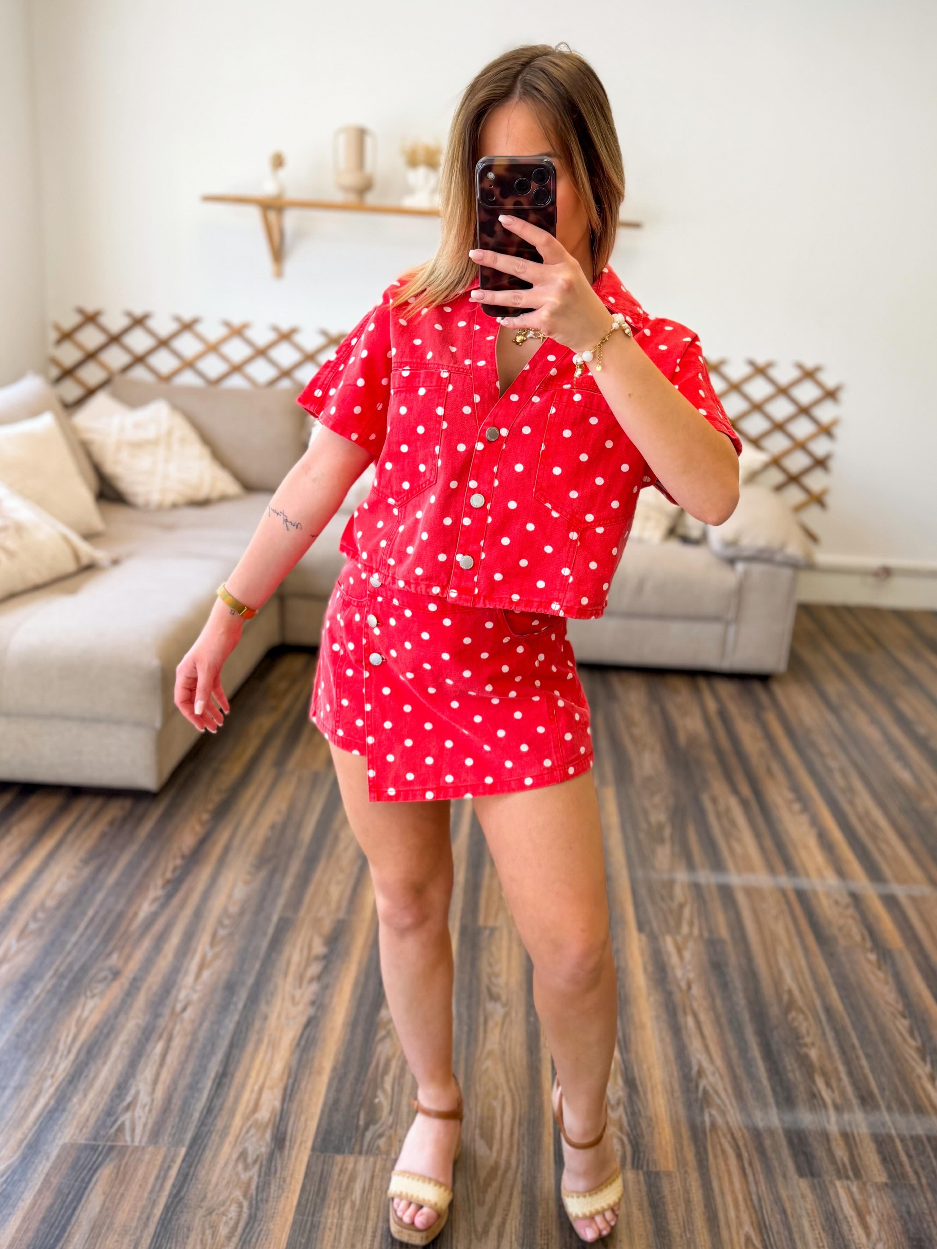 ENSEMBLE ROUGE À POIS