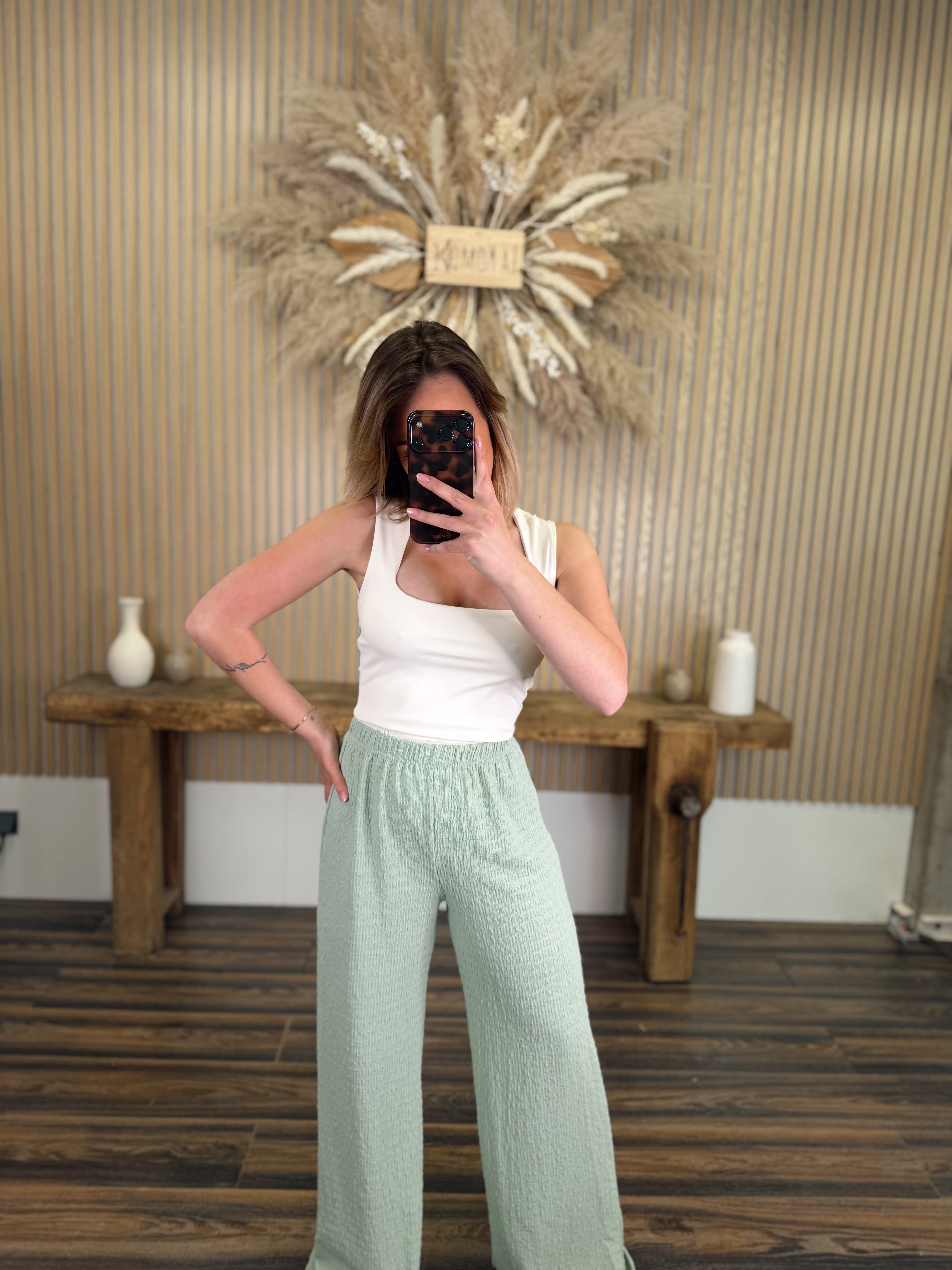 PANTALON AMPLE VERT D’EAU
