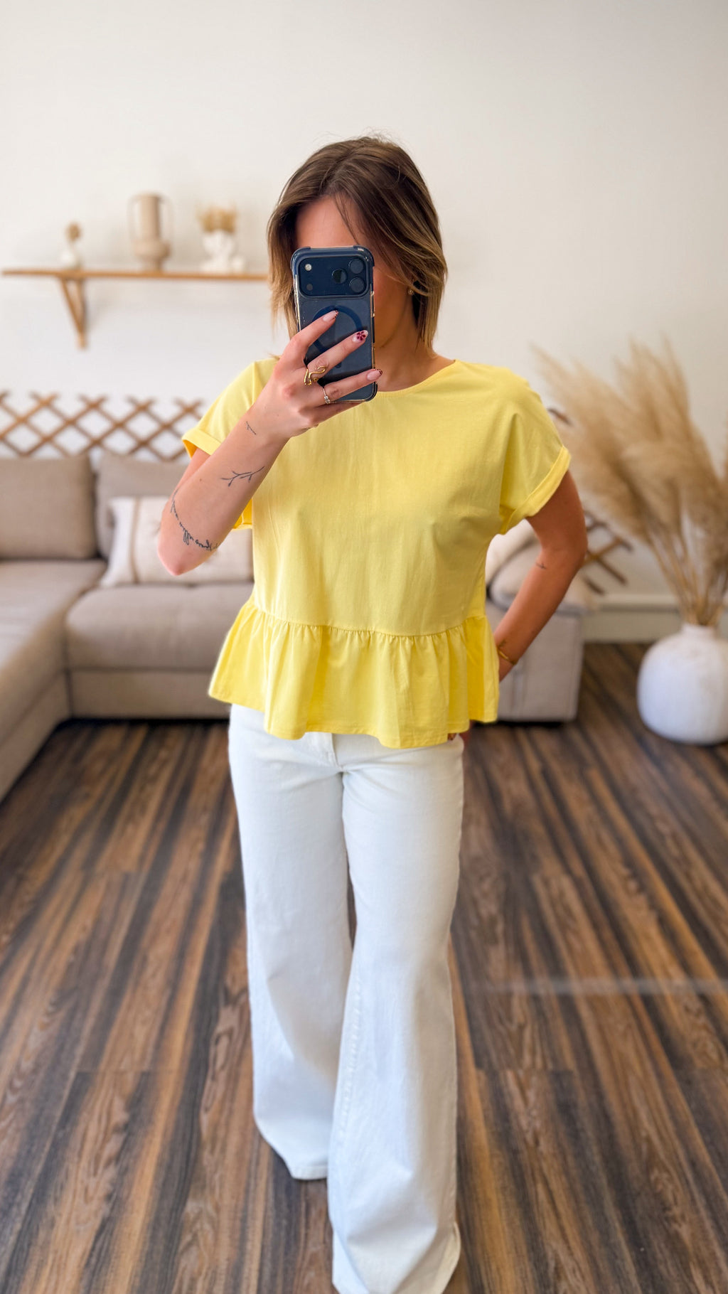 TOP EN COTON JAUNE