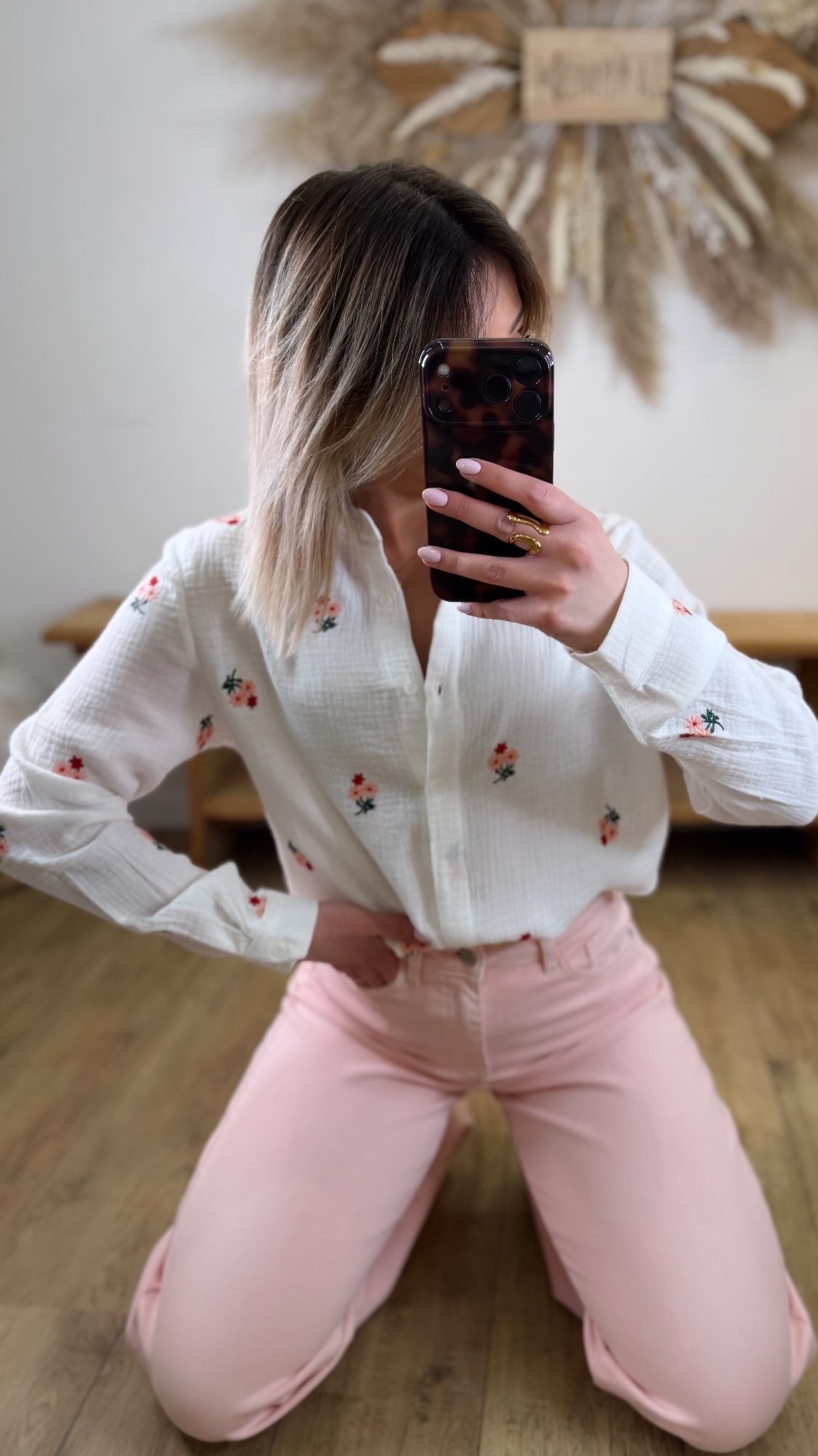 CHEMISE BLANCHE FLEURS