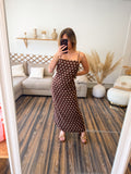ROBE A POIS MARRON
