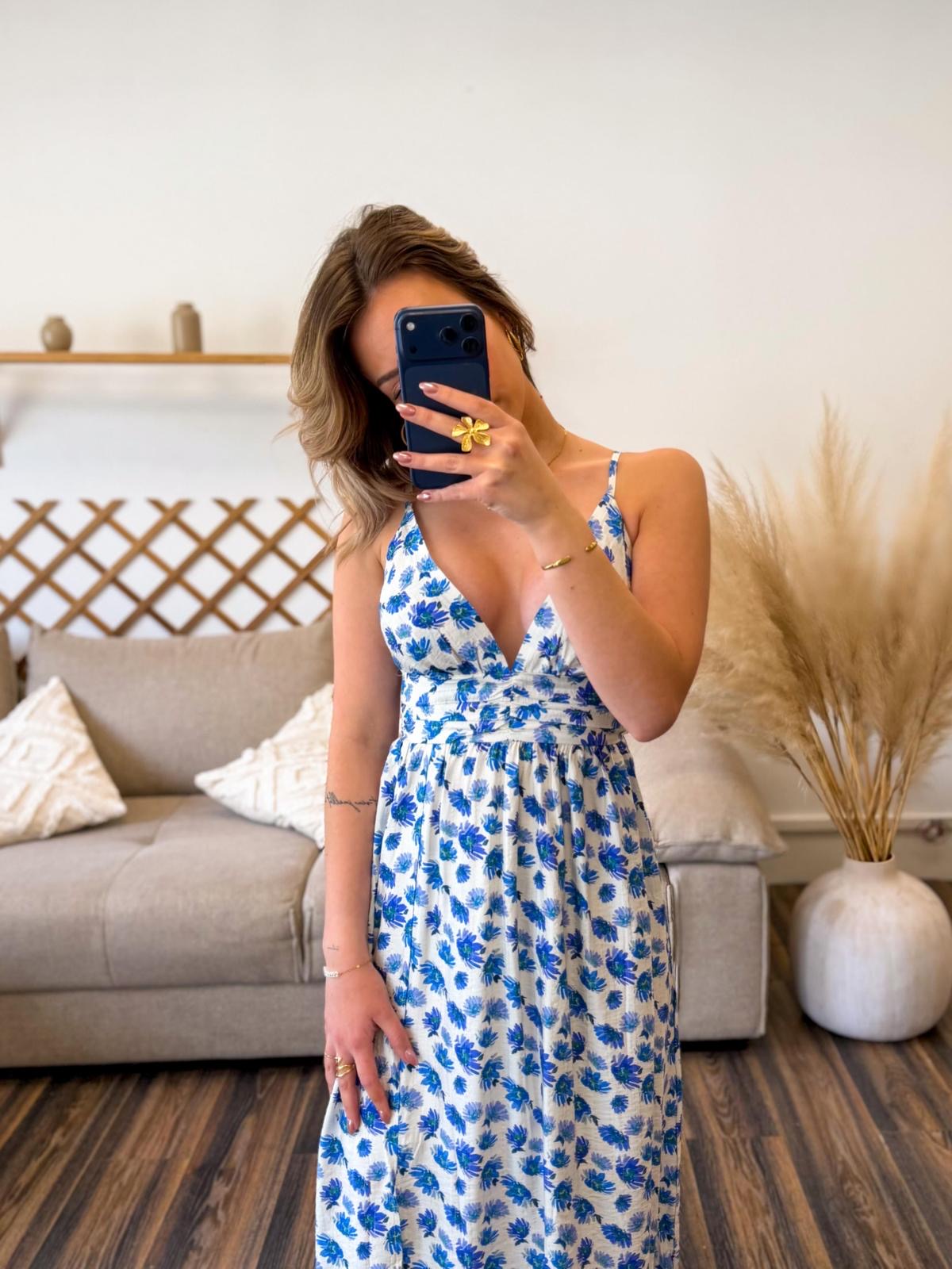 ROBE BLEU FLEURIE