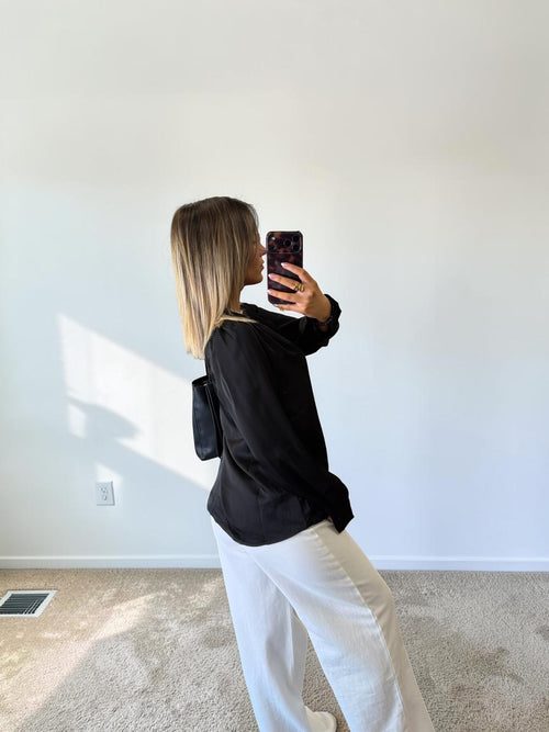BLOUSE NOIR COL V BETHANY