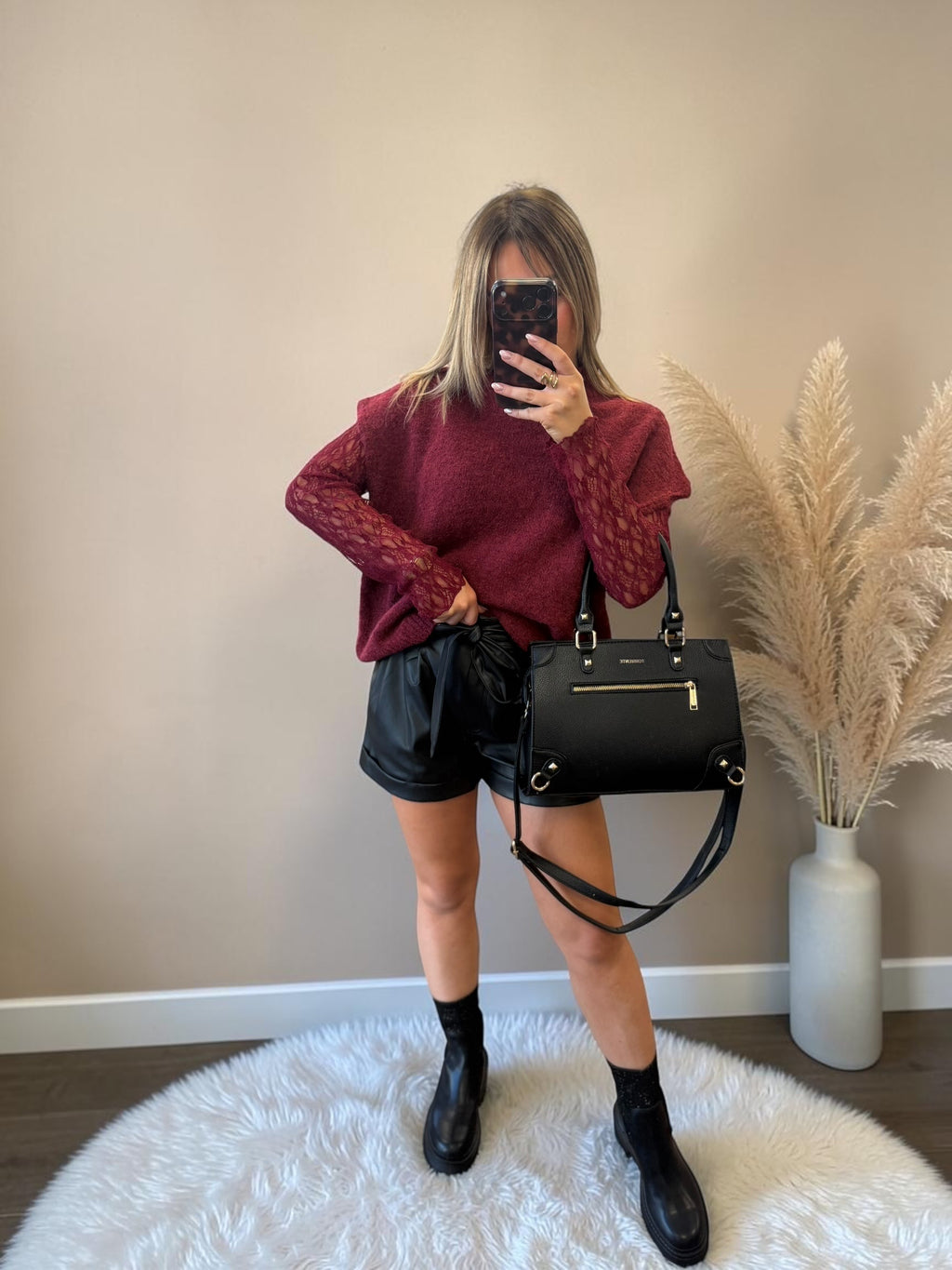 SHORT SIMILI CUIR NOIR SABINE