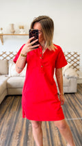 ROBE EN JEAN ROUGE