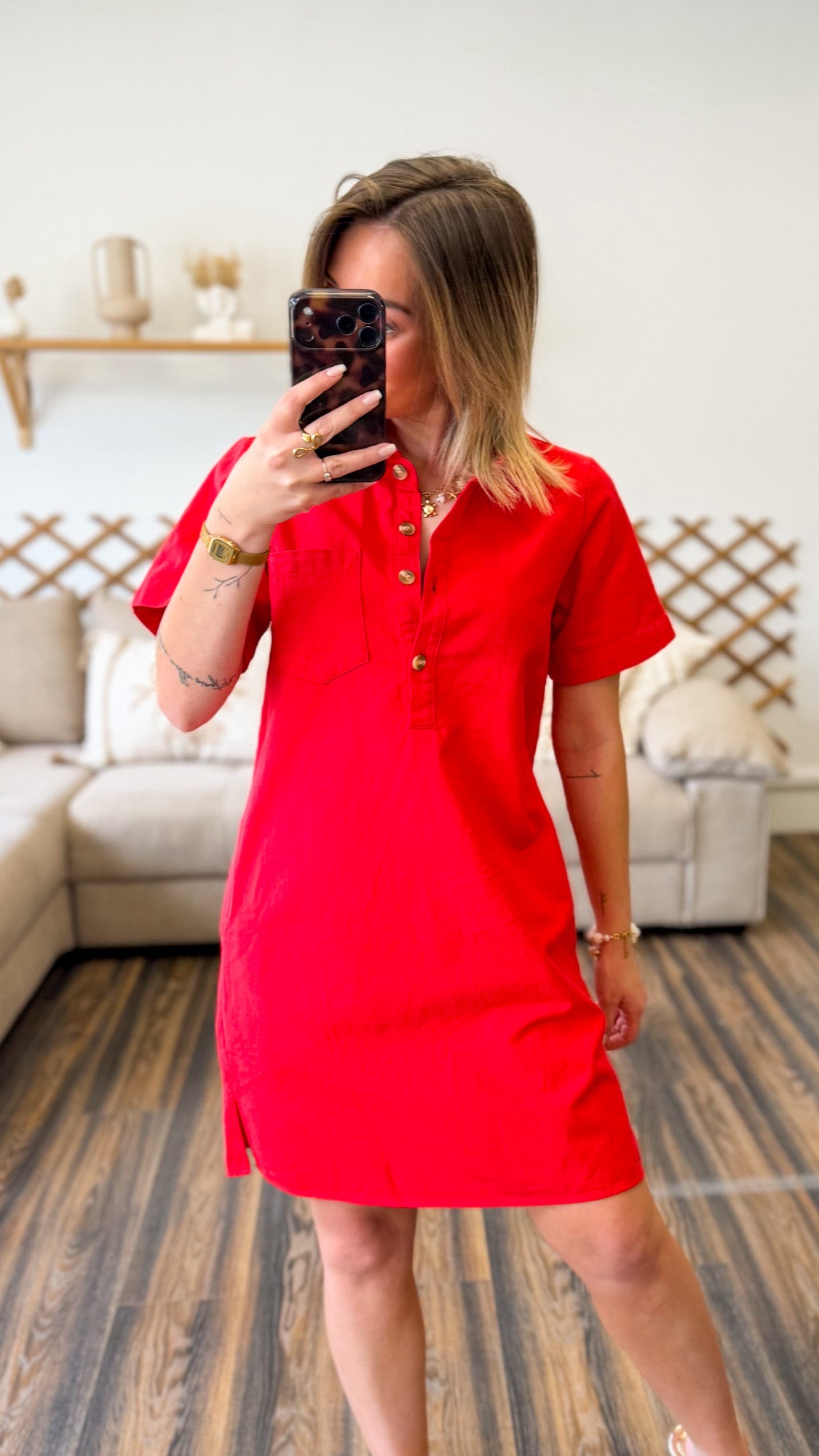 ROBE EN JEAN ROUGE