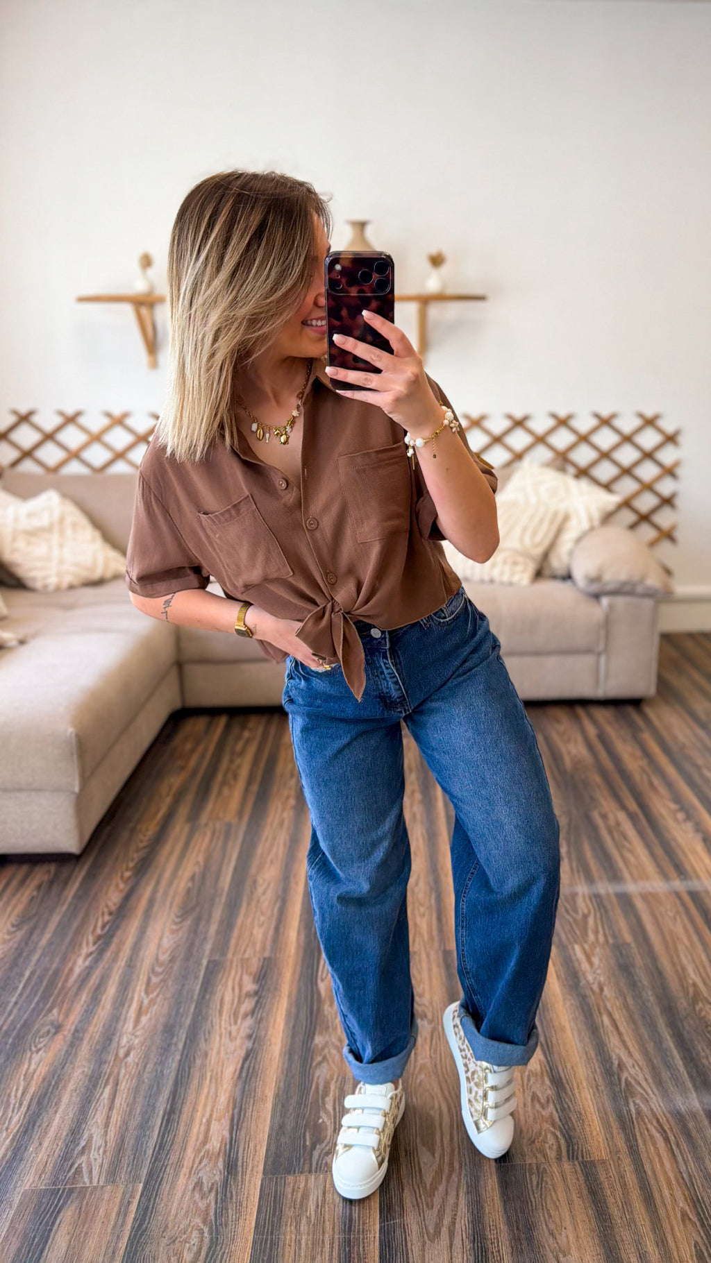 CHEMISE EN LIN MARRON