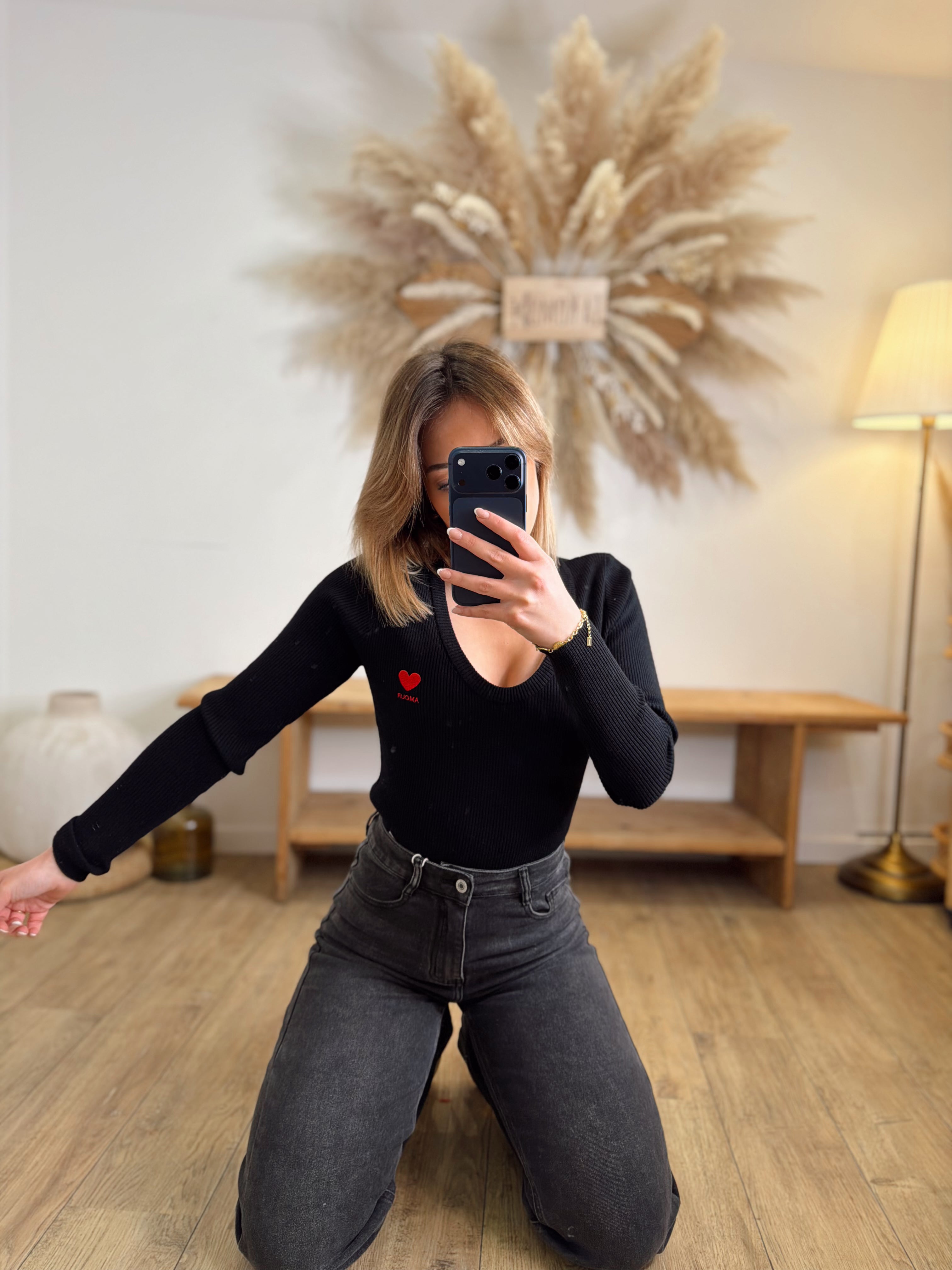 SOUS PULL NOIR CŒUR