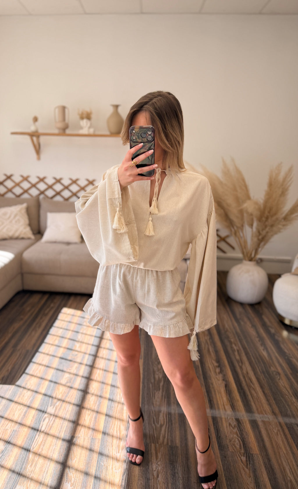 BLOUSE EN LIN BEIGE LOOSE
