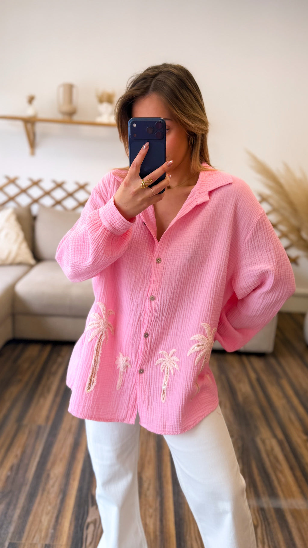 CHEMISE PALMIER ROSE