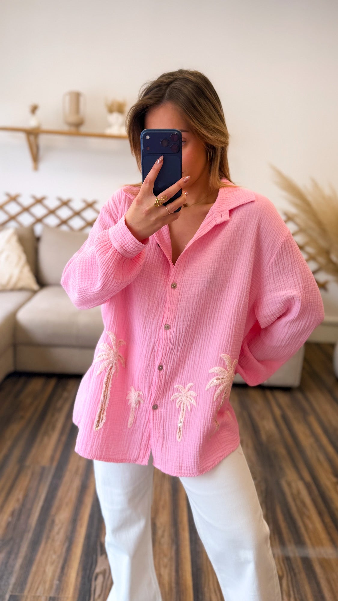 CHEMISE PALMIER ROSE