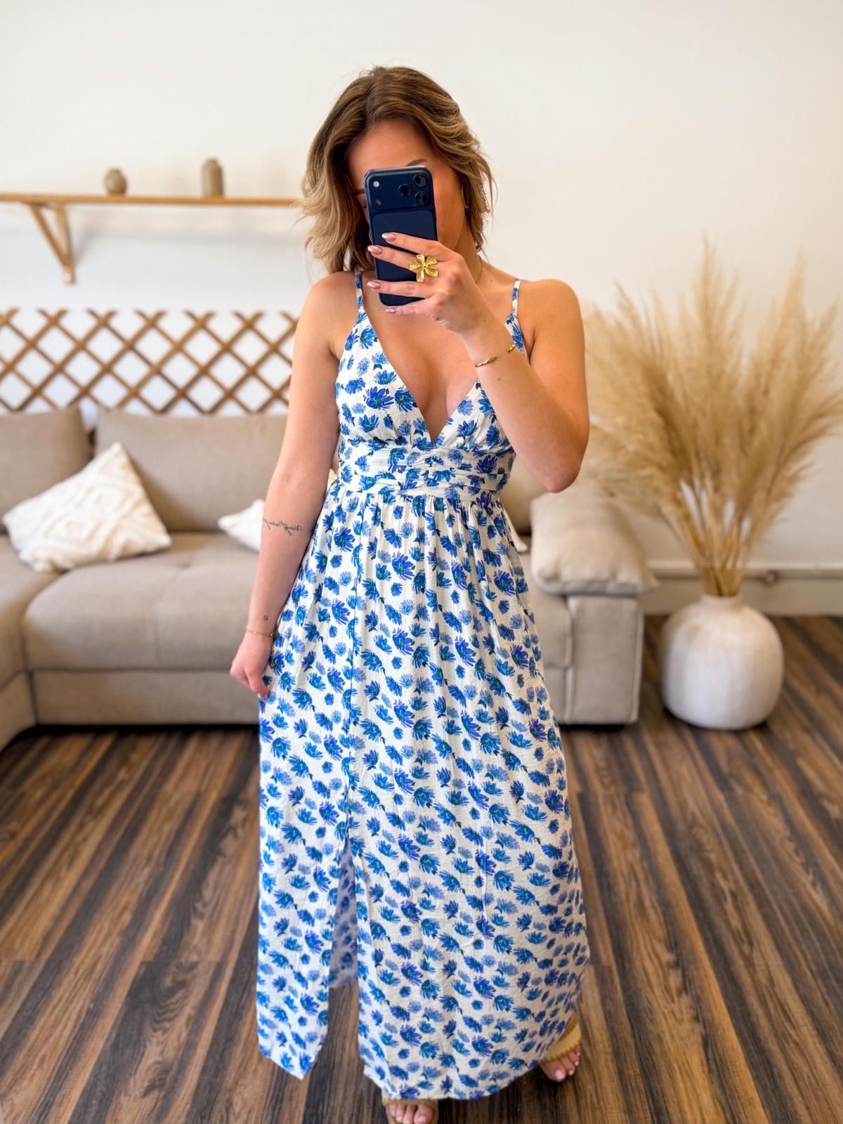 ROBE BLEU FLEURIE