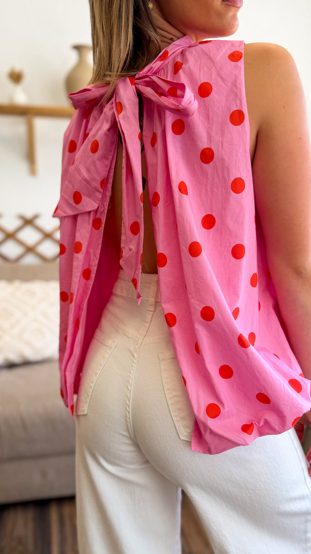 TOP A POIS ROSE ET ROUGE
