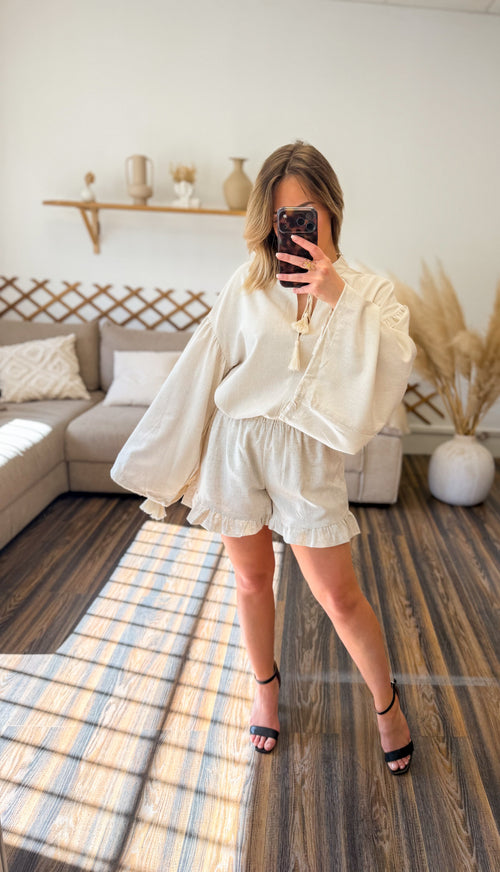 BLOUSE EN LIN BEIGE LOOSE
