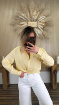 BLOUSE JAUNE A POIS BLANCS