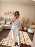 BLOUSE BLEU BLANCHE COTON