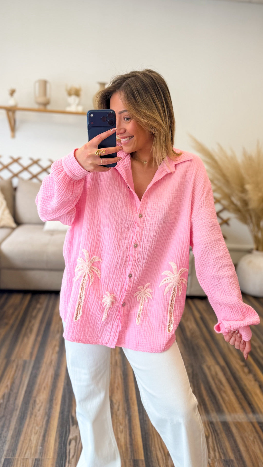 CHEMISE PALMIER ROSE