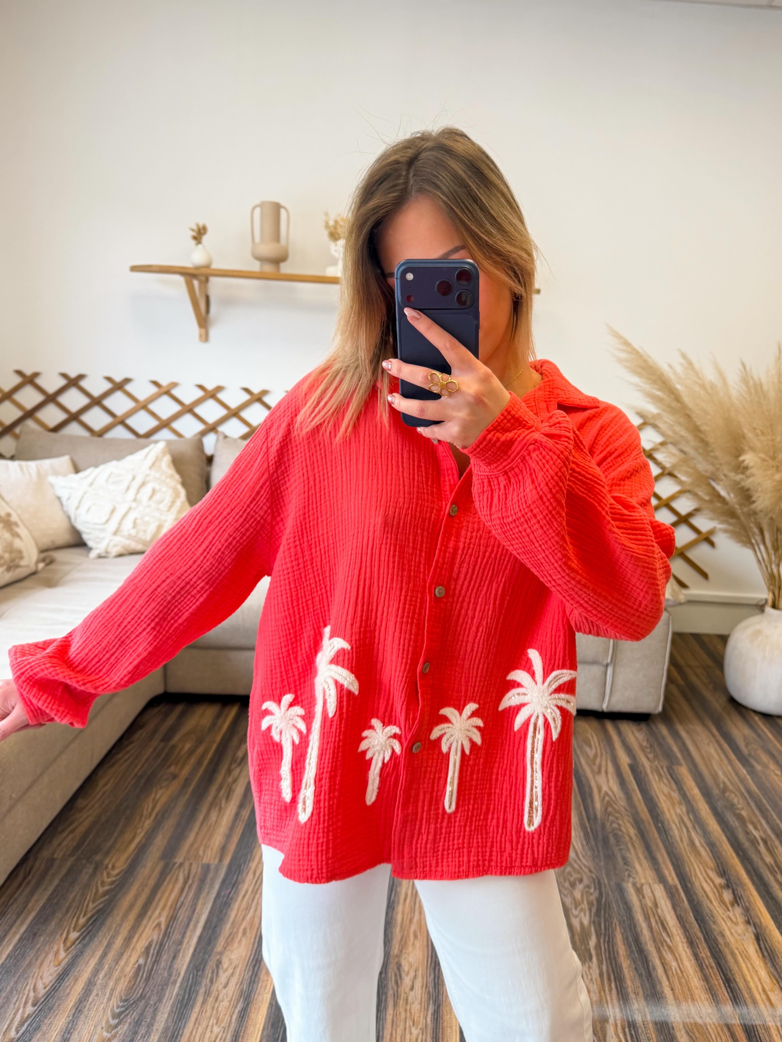 CHEMISE PALMIER CORAIL