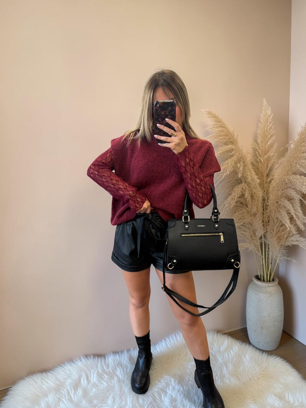 SHORT SIMILI CUIR NOIR SABINE