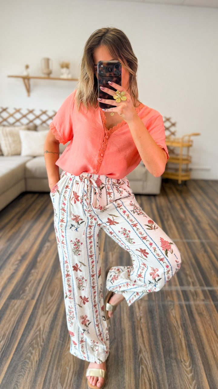 PANTALON FLEURI