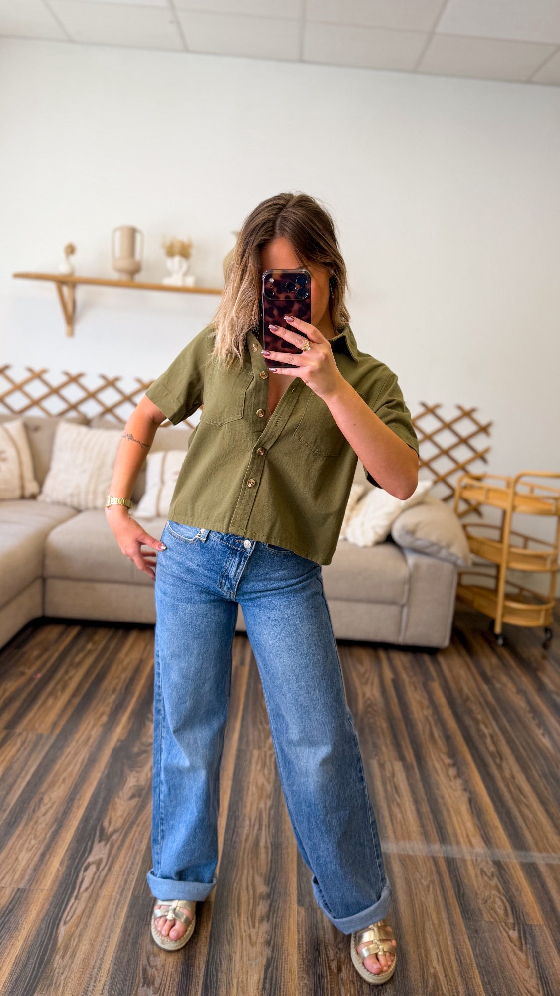 CHEMISE COTON KAKI