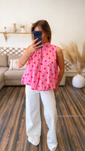 TOP A POIS ROSE ET ROUGE