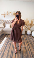 ROBE A POIS MARRON