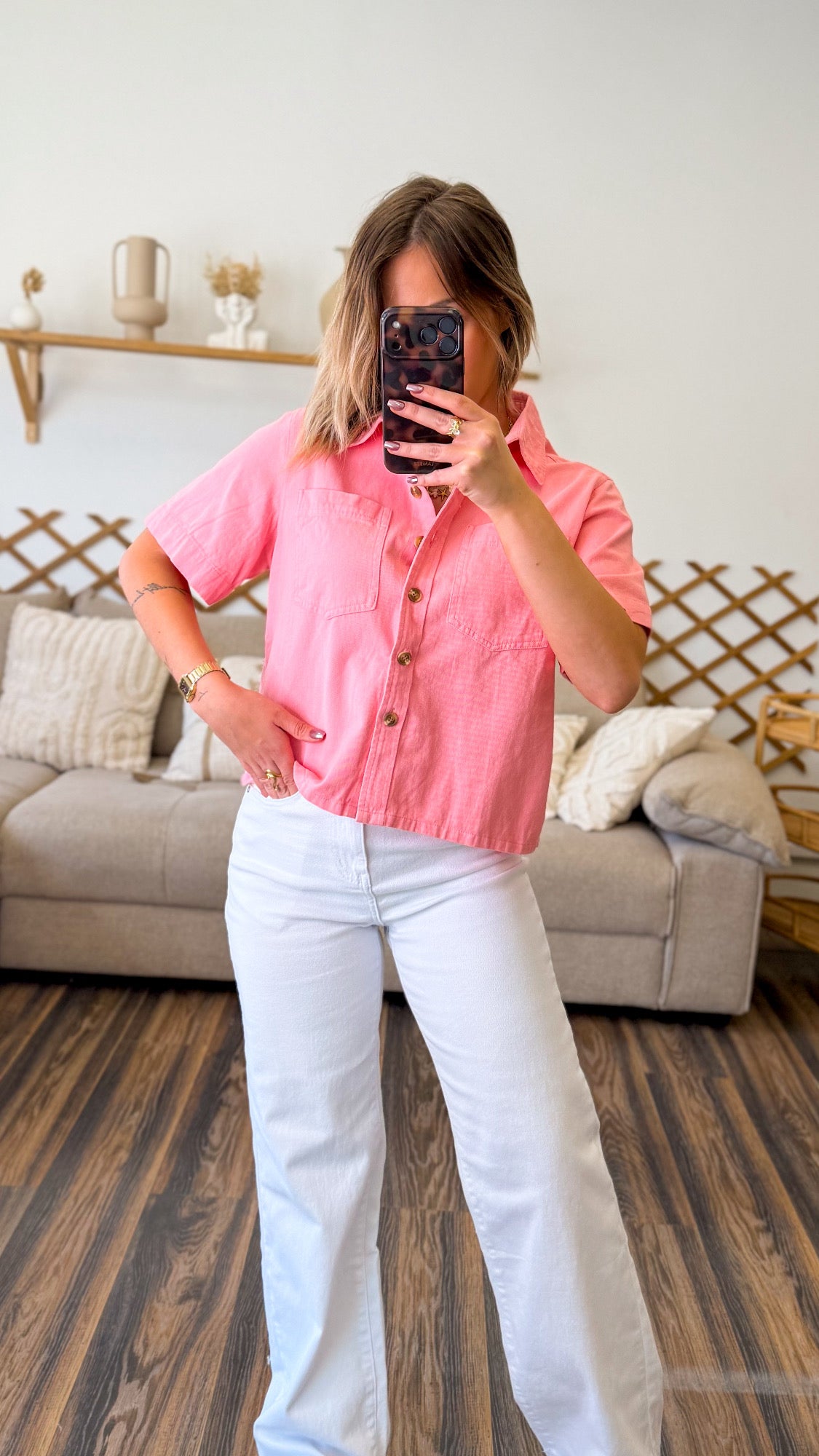 CHEMISE COTON ROSE