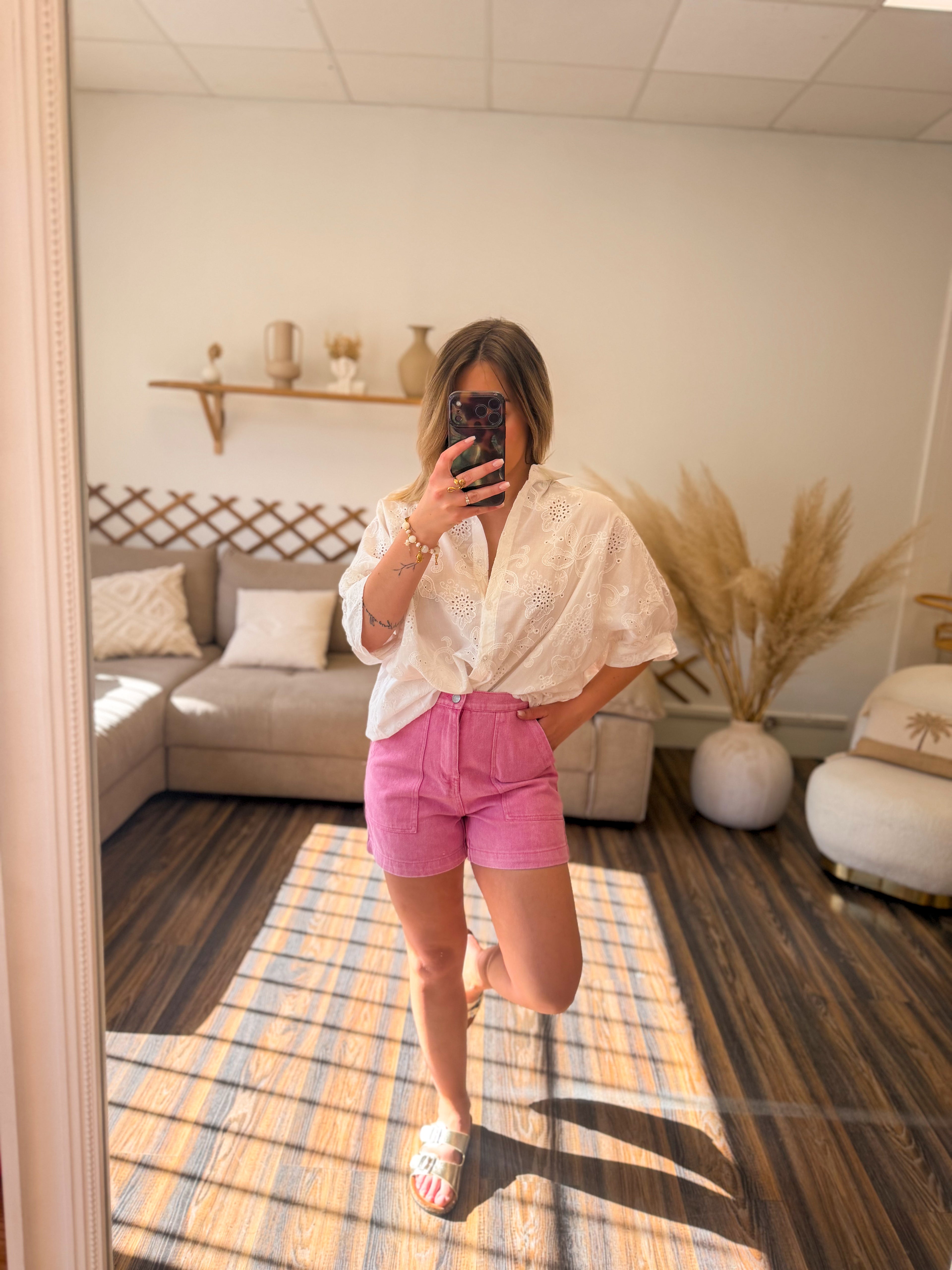 SHORT EN JEAN ROSE