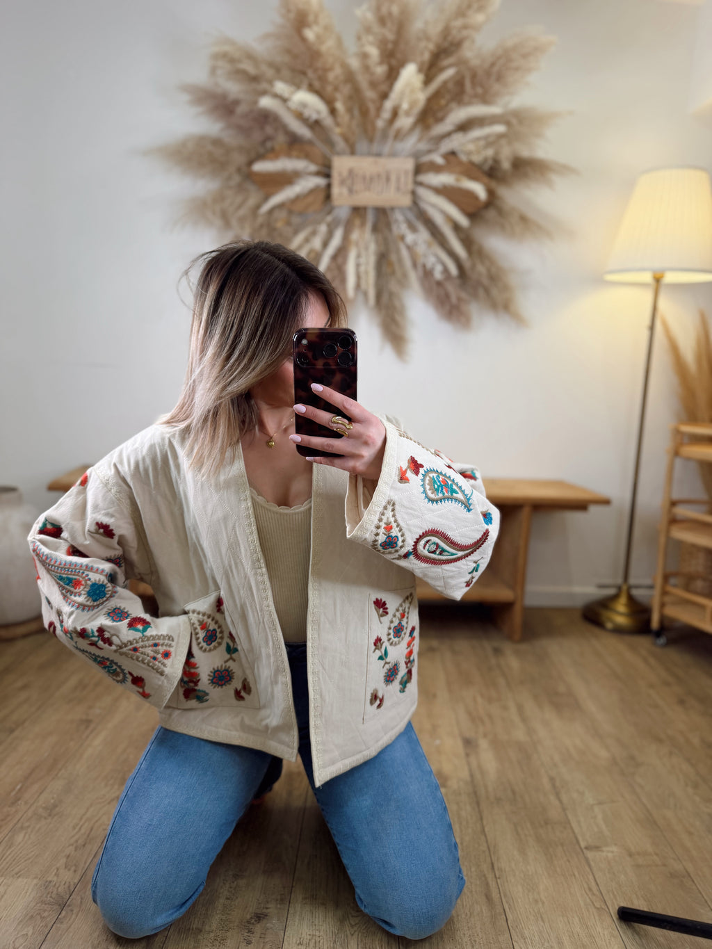VESTE BEIGE PATCHWORK