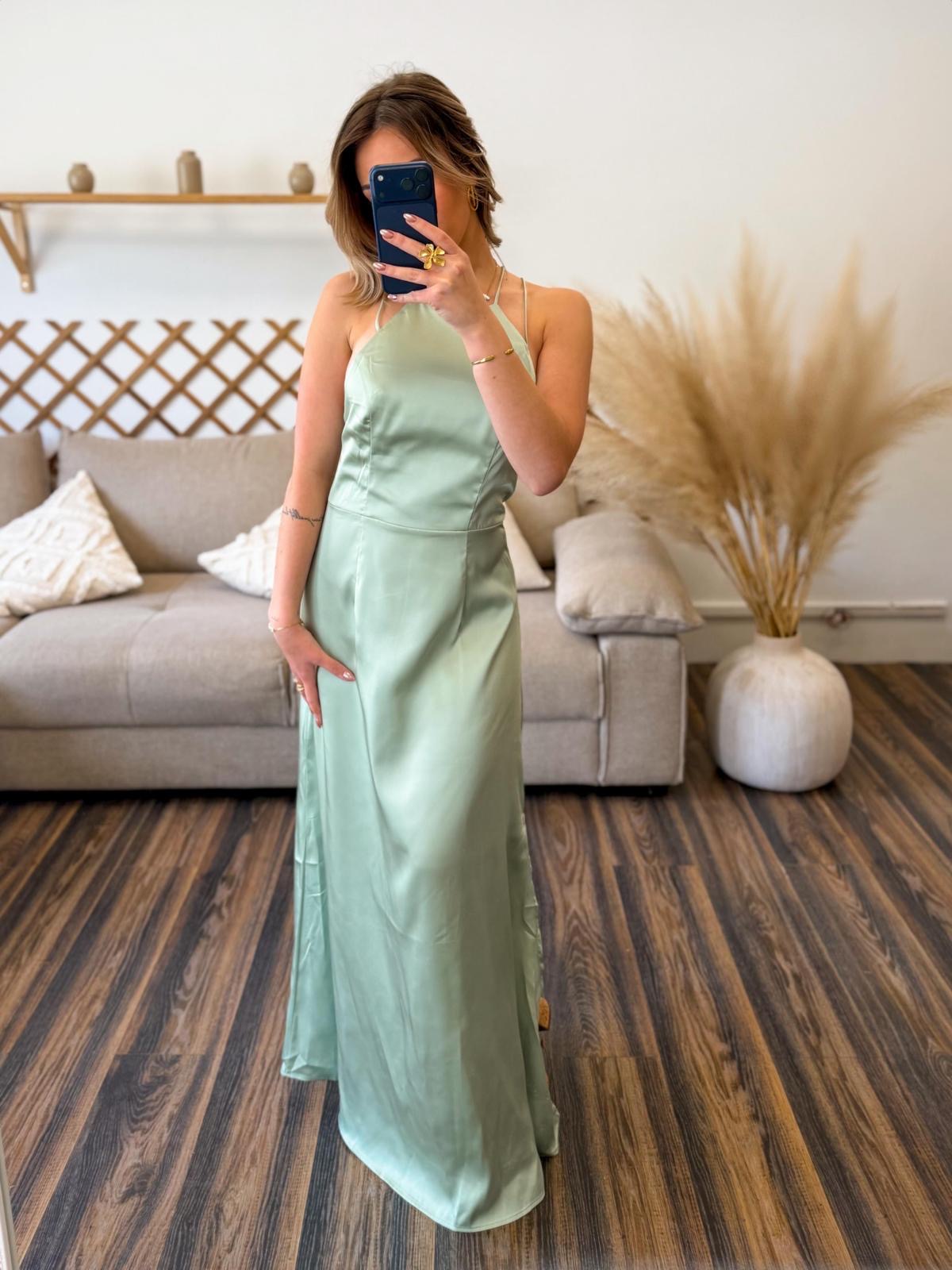 ROBE VERT D’EAU DOS NU