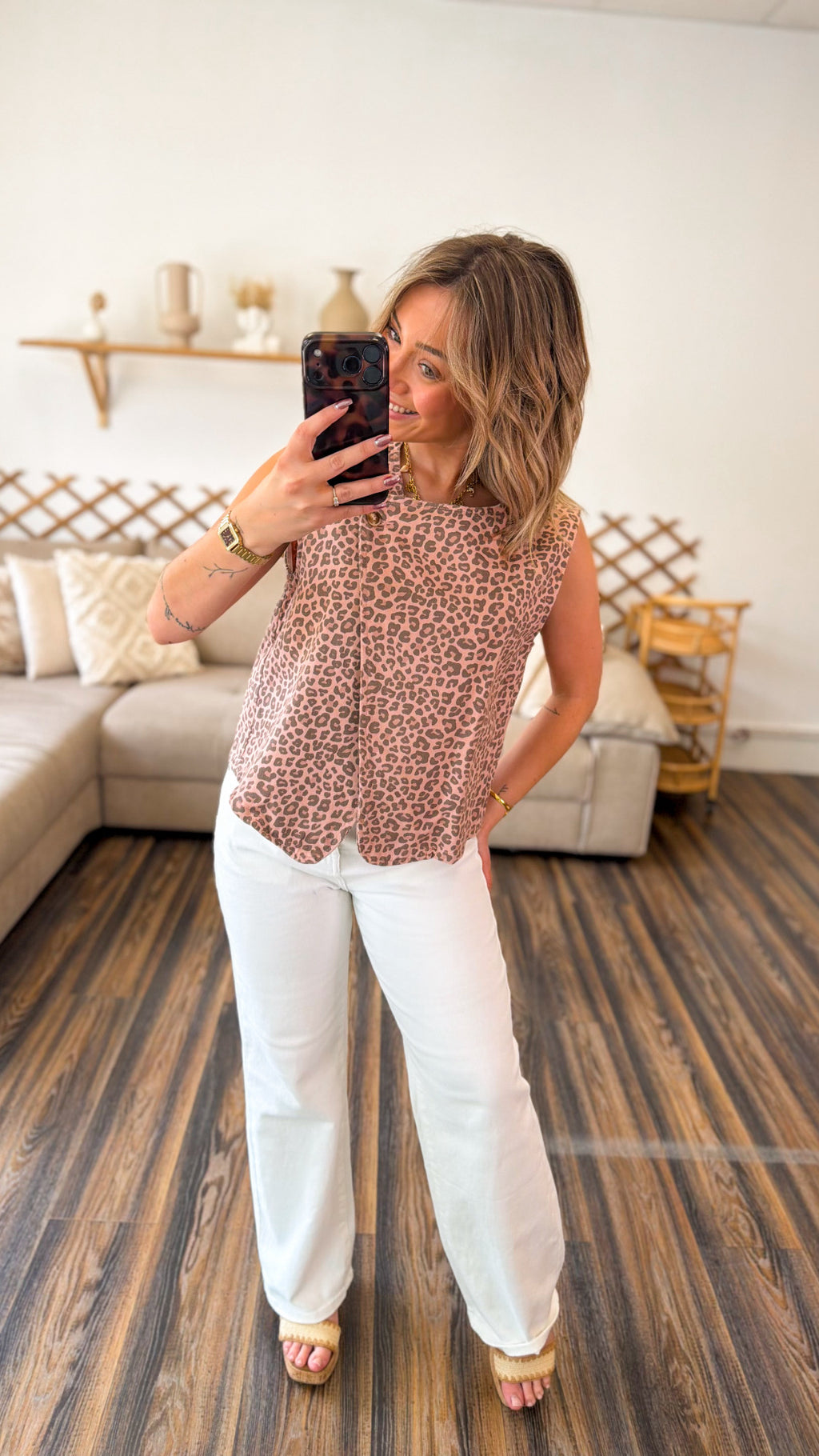 BLOUSE LÉOPARD ROSE