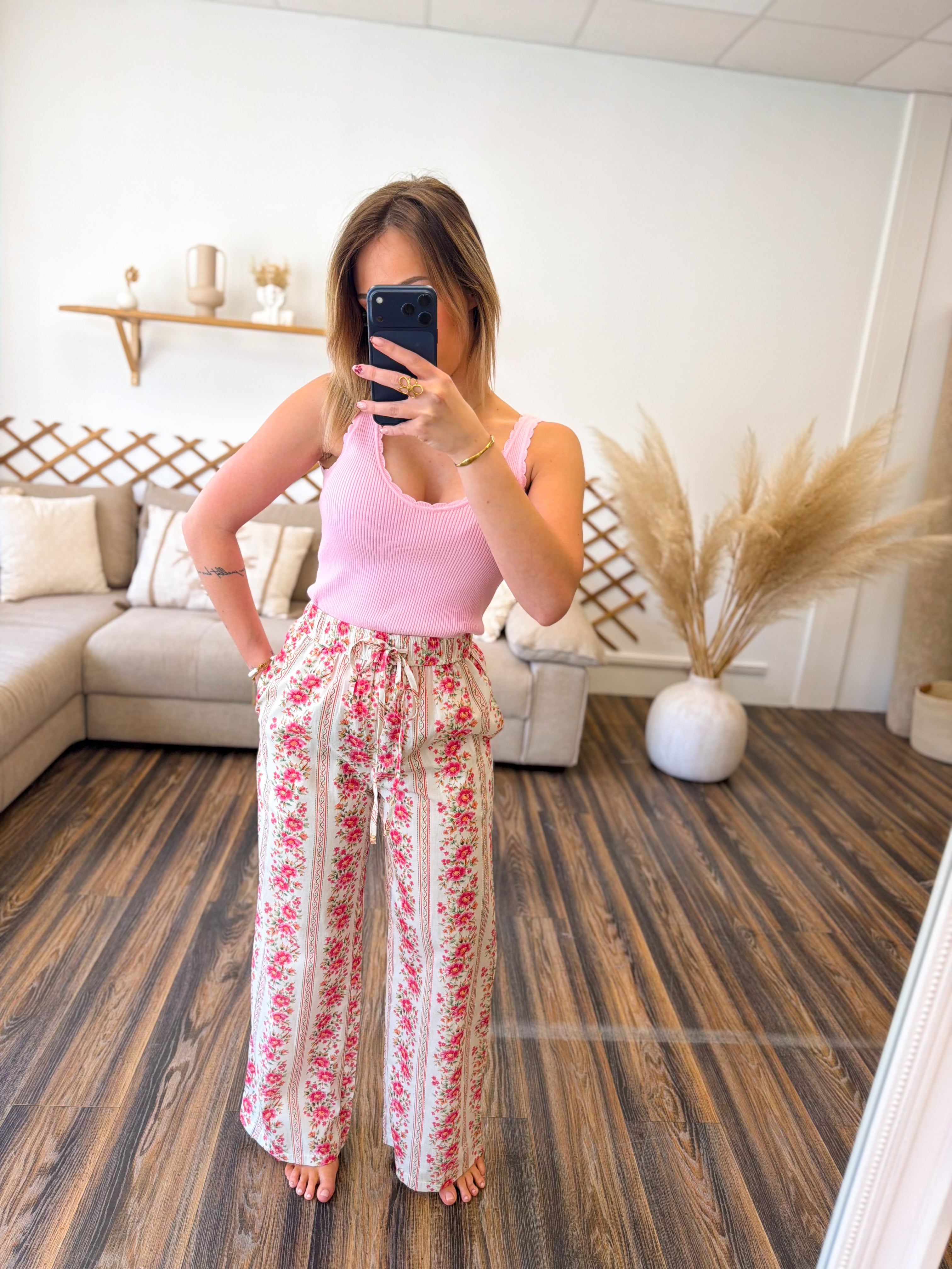PANTALON COTON FLEURI