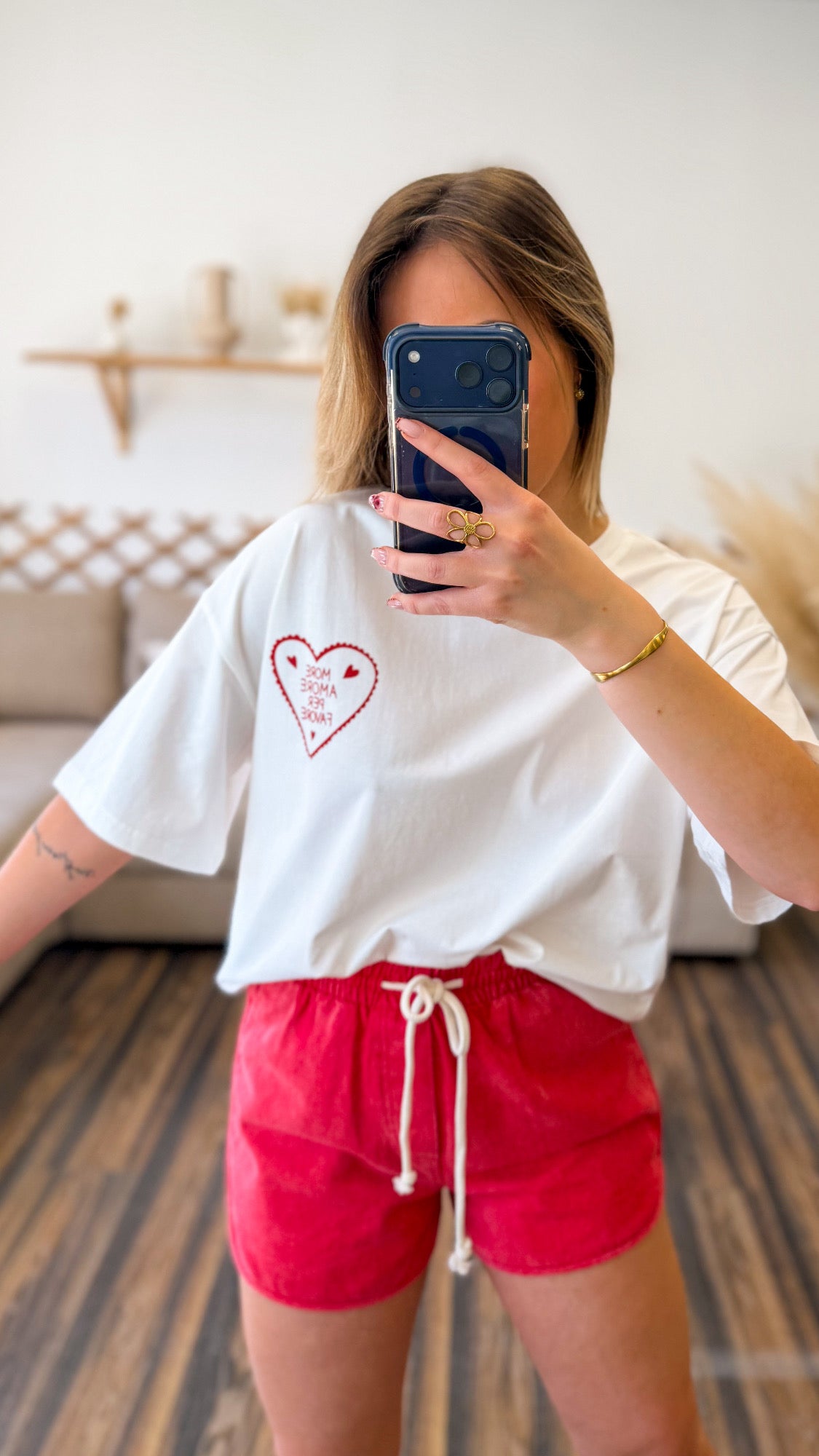 T-SHIRT BELLE TAILLE MORE AMOR POR FAVOR ROUGE