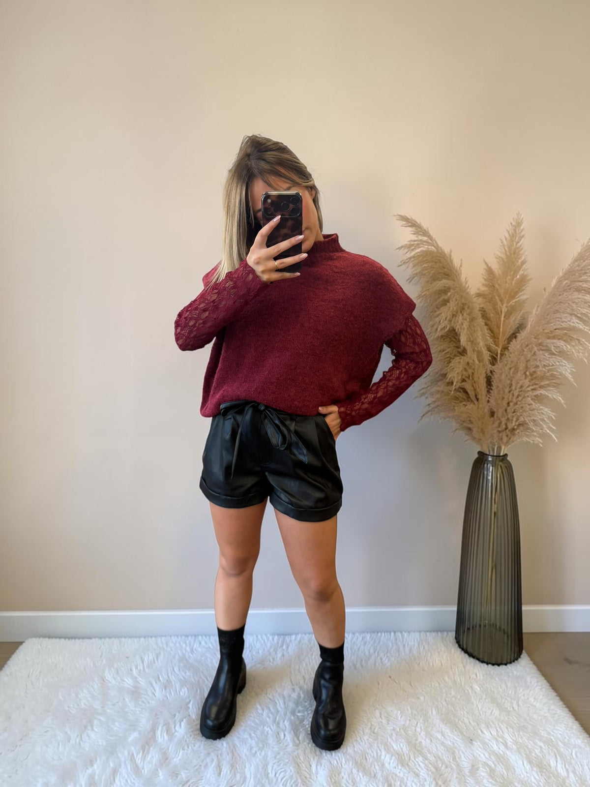 SHORT SIMILI CUIR NOIR SABINE