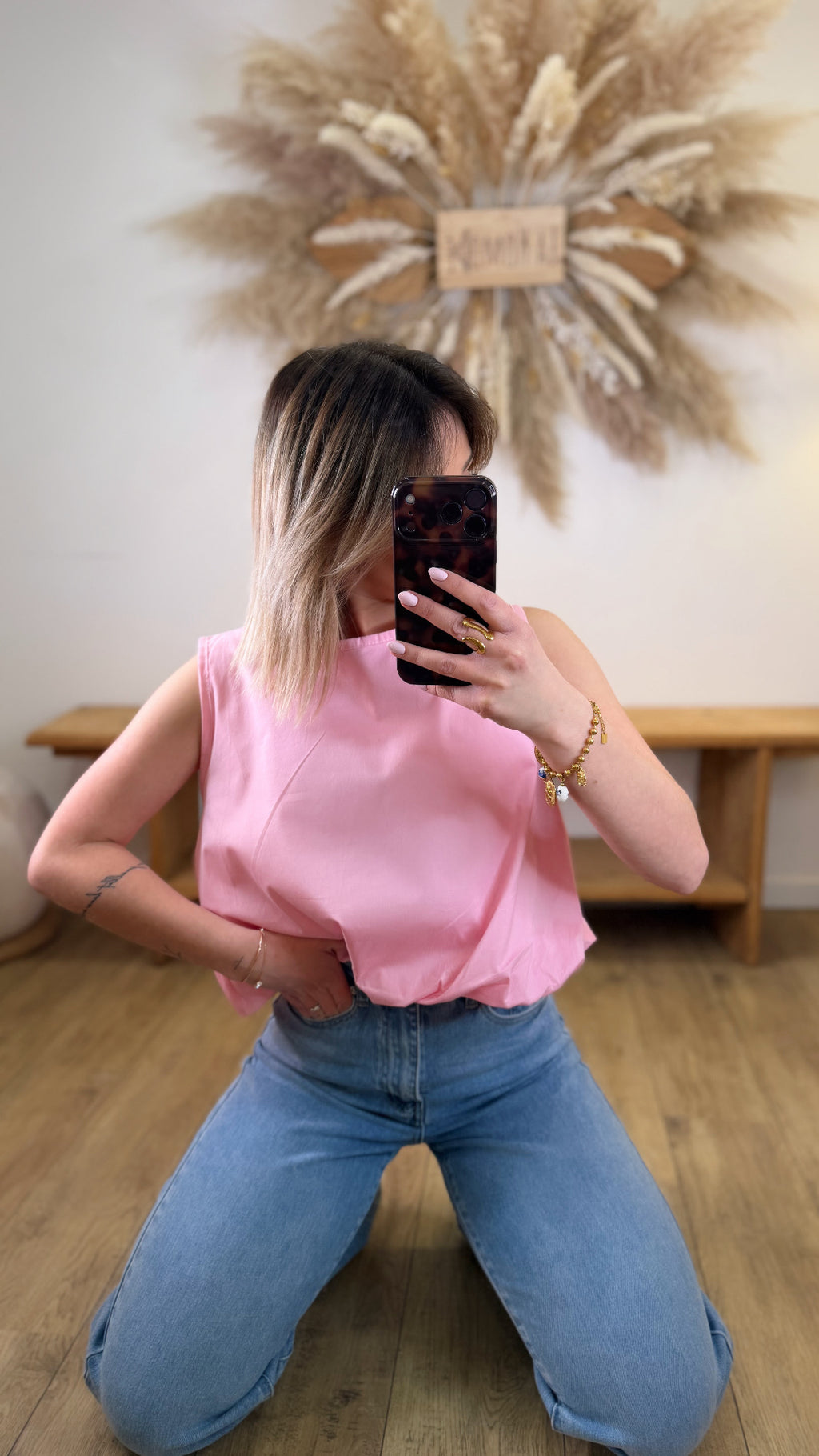 TOP EN COTON ROSE