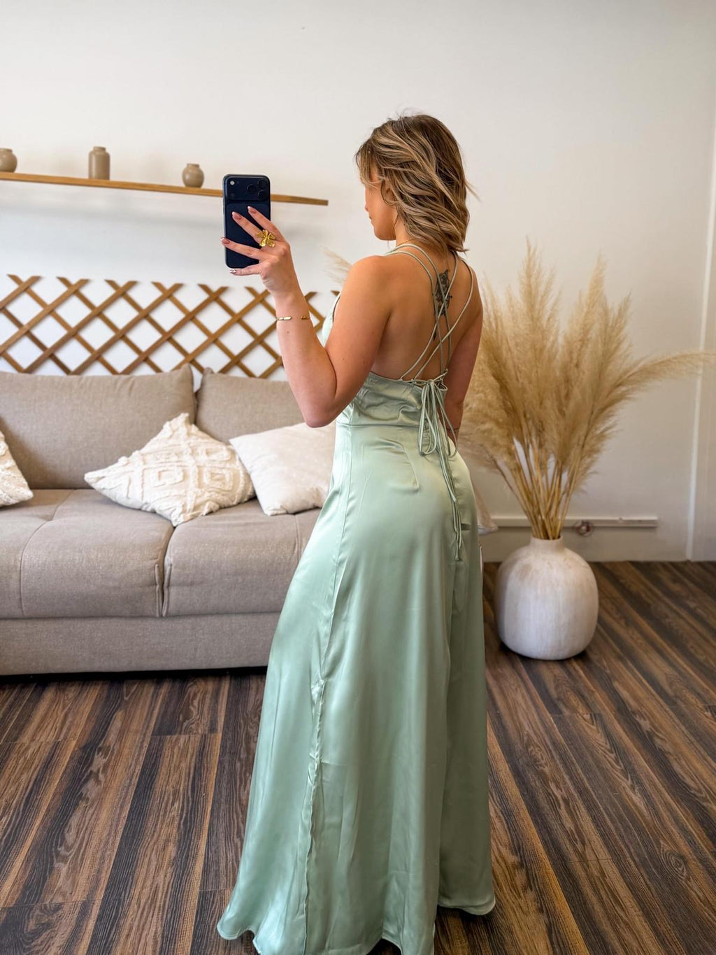ROBE VERT D’EAU DOS NU