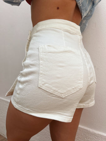 Jupe-short blanche en jean
